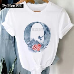 26 Alphabet Tshirt Personalized Watercolor Letter Print Women's Summer T-shirt Short Sleeve White Everything Tops Harajuku