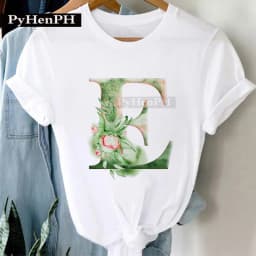 26 Alphabet Tshirt Personalized Watercolor Letter Print Women's Summer T-shirt Short Sleeve White Everything Tops Harajuku
