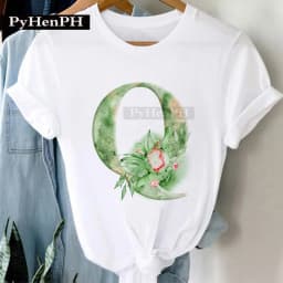 26 Alphabet Tshirt Personalized Watercolor Letter Print Women's Summer T-shirt Short Sleeve White Everything Tops Harajuku