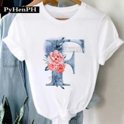 26 Alphabet Tshirt Personalized Watercolor Letter Print Women's Summer T-shirt Short Sleeve White Everything Tops Harajuku