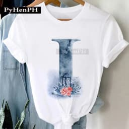 26 Alphabet Tshirt Personalized Watercolor Letter Print Women's Summer T-shirt Short Sleeve White Everything Tops Harajuku