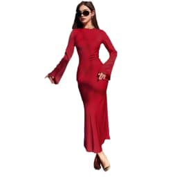 Summer Woman Dress Round Neck High Waist Black Pencil Dress Emerald Green Elegant Women's Evening Party Maxi Length Silky
