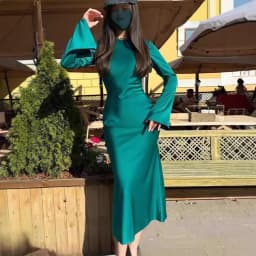 Summer Woman Dress Round Neck High Waist Black Pencil Dress Emerald Green Elegant Women's Evening Party Maxi Length Silky