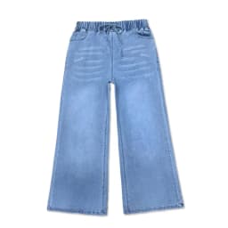 High Waist Wide Leg Denim Pants Elastic Drawstring Waist Loose Fit Jeans Casual Long Trousers for Plus Size Women 6XL 7XL 8XL9XL