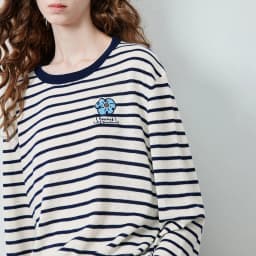 TOYOUTH Women's Wool Blend Striped Knit Top 2026 Fall New Arrival Crew Neck Embroidery Preppy Early Fall Top