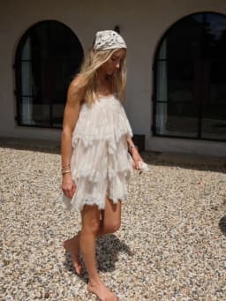 Chic Vintage Dress Lace Elegant Feminine Strapless Tiered Women Dresses Vocation Summer Sweet Trendy Stylish Casual Outfit