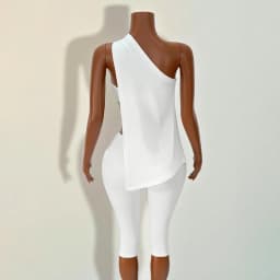 OMSJ 2026 Lady Summer Daily Outfits Fashion Sexy Slant Neck Sleeveless Irregular Tops+Strapless Tube Top+Calf-length Pants Solid