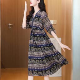 Boho Silk Chic Luxury Long Dress for Women Spring Summer Vintage Chiffon Hepburn Party Dress 2026 Elegant Casual Prom Clothes