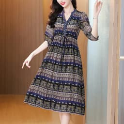 Boho Silk Chic Luxury Long Dress for Women Spring Summer Vintage Chiffon Hepburn Party Dress 2026 Elegant Casual Prom Clothes