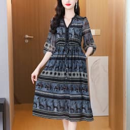Boho Silk Chic Luxury Long Dress for Women Spring Summer Vintage Chiffon Hepburn Party Dress 2026 Elegant Casual Prom Clothes