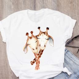 Women's Short-sleeved T-shirt Giraffe Print Base Harajuku Tops Aesthetic Clothes Graphic T Shirts Summer polyester fiber