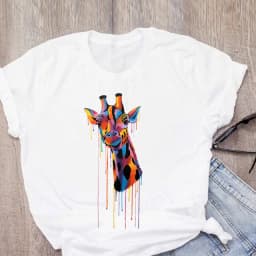 Women's Short-sleeved T-shirt Giraffe Print Base Harajuku Tops Aesthetic Clothes Graphic T Shirts Summer polyester fiber
