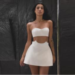 Sexy Strapless Crop Top Mini Skirt Set Chic Sweetheart Neck Off Shoulder Slim Fit Vest Curved Waist Skirt Suit Party Club Outfit