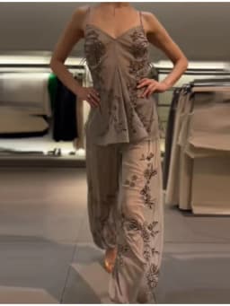 French Relaxed Set Chiffon Vintage Elegant Top Wide Leg Pants Women Sheer Beach Chic Female Stylish Vacation Summer Wear