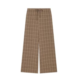 Vintage Plaid 2 Piece Set Women Casual Single Breasted Vest Top and Drawstring Wide Leg Pants Suits Elegant Female Match Sets
