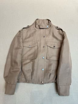 Women's 2026 Spring Summer New Silk and Linen Stand up Collar Jacket All-match