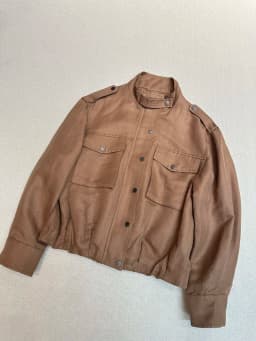 Women's 2026 Spring Summer New Silk and Linen Stand up Collar Jacket All-match
