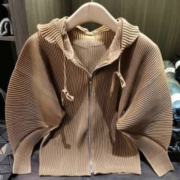 Drawstring Spring New Hooded Pleated Zipper Women's Sweatshirts Loose Elegant Simple High Quality Cardigan Coat 245YG