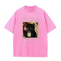 Cats Love To Drink Coffee Print Men Washed T-Shirt Casual Loose T Shirts Summer Cotton Streetwear Soft Breathable Short Sleeve
