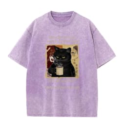 Cats Love To Drink Coffee Print Men Washed T-Shirt Casual Loose T Shirts Summer Cotton Streetwear Soft Breathable Short Sleeve