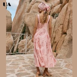 French Style A-line Hollow Out Long Dresses for Women, Vacation Style V-neck Maxi Dress, Fashionable Sleeveless Solid Dress