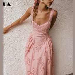 French Style A-line Hollow Out Long Dresses for Women, Vacation Style V-neck Maxi Dress, Fashionable Sleeveless Solid Dress
