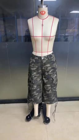 STYLISH LADY Vintage Baggy Cargo Capri Pants 2026 Women Camo Pocket Drawstring Hem Casual Loose Street Wide Leg Mid Jeans