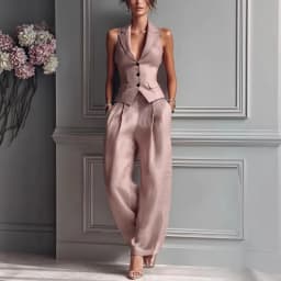 Sexy V Neck Vest Top 2 Piece Matching Set Women Summer Casual Tracksuit Jumpsuit Pants Playsuit
