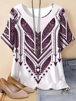 2026 Women's White Floral & Paisley Print Tie Neck Blouse Casual Loose Tops for Spring Summer Daily Wear & Vacation Occasions