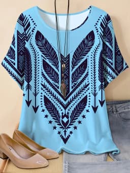 2026 Women's White Floral & Paisley Print Tie Neck Blouse Casual Loose Tops for Spring Summer Daily Wear & Vacation Occasions
