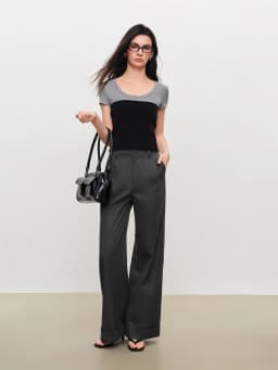 ZIQIAO Women's Lyocell Cotton Draped Straight Leg Casual Pants 2026 Summer New Gray Cuffed Trousers Khaki Deep Grey Pants