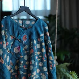 100% Ramie Women Casual Shirt New Arrival 2026 Chinese Style O-neck Vintage Print Loose Comfortable Female Tops Shirts M2785