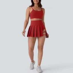 Fashion Red Summer Running Shorts Built-in Sexy False 2 Pieces Tennis Mini Skirt Cooling Quick Dry Breathable Yoga Skirt Women