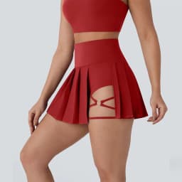 Fashion Red Summer Running Shorts Built-in Sexy False 2 Pieces Tennis Mini Skirt Cooling Quick Dry Breathable Yoga Skirt Women