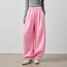 TOYOUTH Women's Rose Pink Elastic Waist Tapered Balloon Pants 2026 Autumn New Loose Fit Slimming