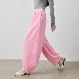 TOYOUTH Women's Rose Pink Elastic Waist Tapered Balloon Pants 2026 Autumn New Loose Fit Slimming