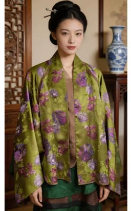 High Quality Spring and Summer NewV- Neck  Chinese Style Gourd jacquard Silk Fabric Women's Jacket M-L
