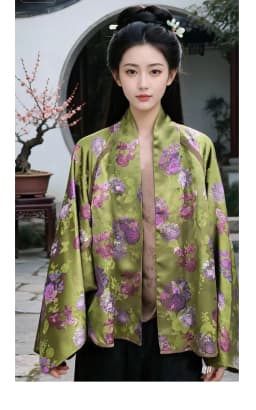 High Quality Spring and Summer NewV- Neck  Chinese Style Gourd jacquard Silk Fabric Women's Jacket M-L