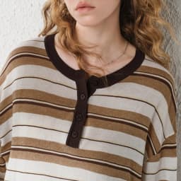 TOYOUTH Women's Linen Knit Top 2026 Autumn New Breathable Cloud Like Striped Intellectual Blouse