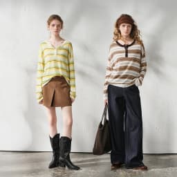 TOYOUTH Women's Linen Knit Top 2026 Autumn New Breathable Cloud Like Striped Intellectual Blouse