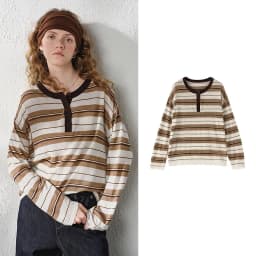 TOYOUTH Women's Linen Knit Top 2026 Autumn New Breathable Cloud Like Striped Intellectual Blouse