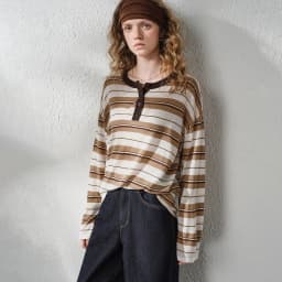 TOYOUTH Women's Linen Knit Top 2026 Autumn New Breathable Cloud Like Striped Intellectual Blouse