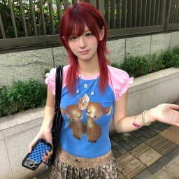Karrram Japanese Y2k Deer Print T-shirt 2000s Cutecore Short Sleeve Patchwork Tops Vintage Harajuku Puff Sleeves T Shirt Kawaii