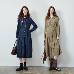 TOYOUTH Women's Light Utility Shirt Dress Fall 2026 Waist Cinched Slimming Office Commute