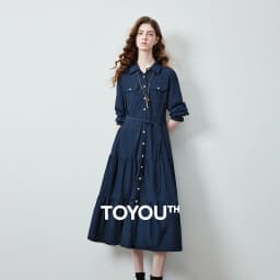 TOYOUTH Women's Light Utility Shirt Dress Fall 2026 Waist Cinched Slimming Office Commute
