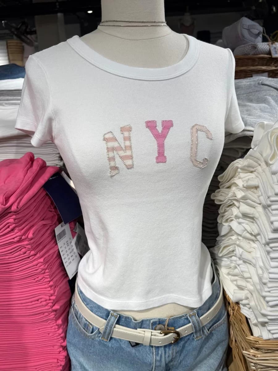 Letter Embroidery Slim Crop Top Women Summer O-neck Cotton Short Sleeve Tees Femme Casual Simple Sweet White Cropped Tshirts Y2k