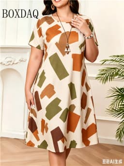Graffiti 3D Print Leopard Women's Dresses Fashion Plus Size Summer Short Sleeve Dress Casual O-Neck Loose Female Clothing 2026