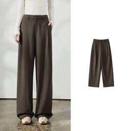 TOYOUTH Women's Wide Leg Suit Pants 2026 Fall New Drapey Seam Detail Tailored Office