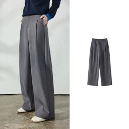 TOYOUTH Women's Wide Leg Suit Pants 2026 Fall New Drapey Seam Detail Tailored Office