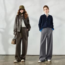 TOYOUTH Women's Wide Leg Suit Pants 2026 Fall New Drapey Seam Detail Tailored Office